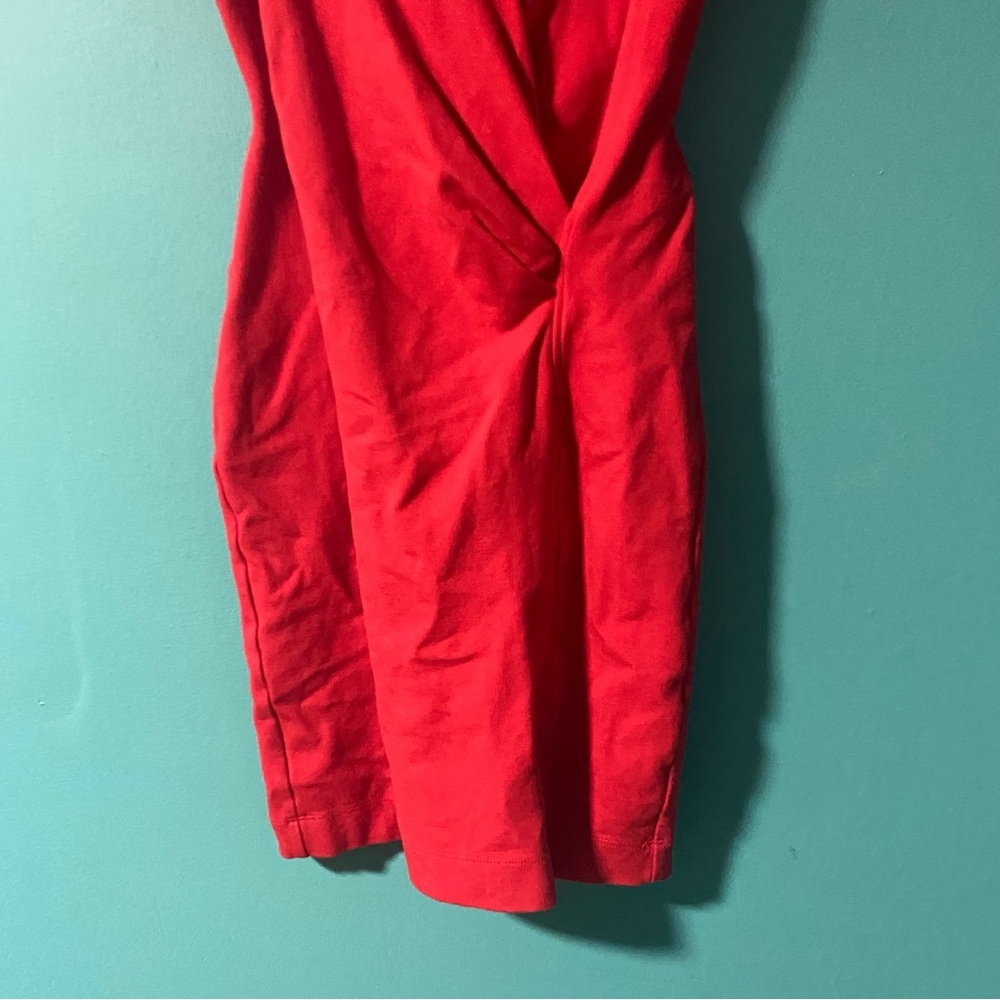 French Connection 2 Solid Bright Red Cocktail V-Neck Mini Dress - Picture 3 of 6